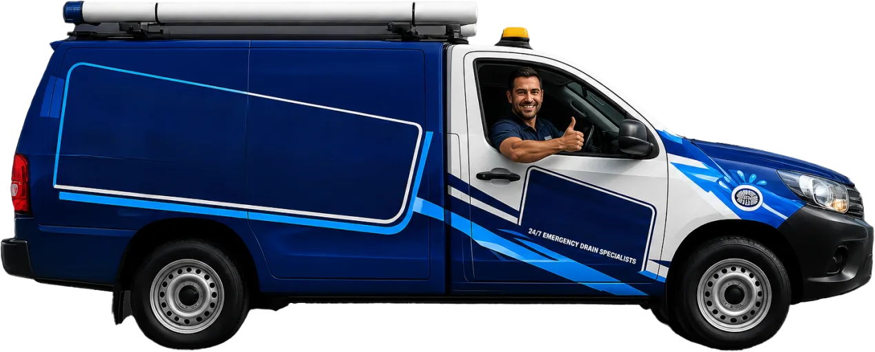 Drain service van out on the road in Yennora