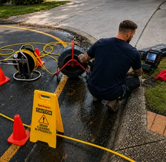 Repairing a burst drain pipe at a Yennora home